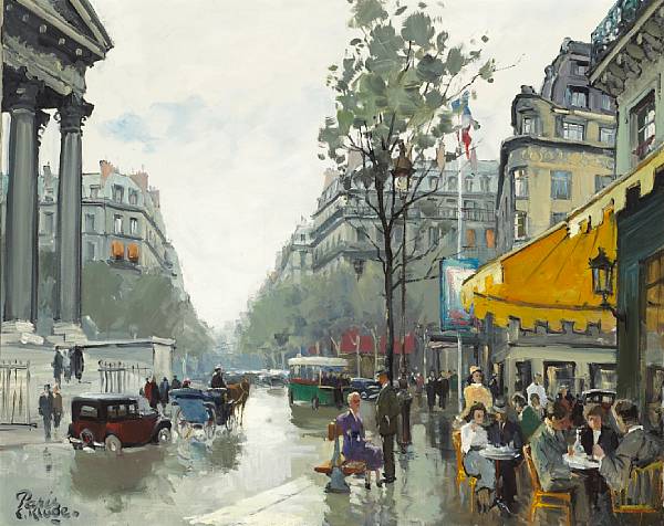 Appraisal: Constantin Kluge French b Paris Caf Scene signed and inscribed