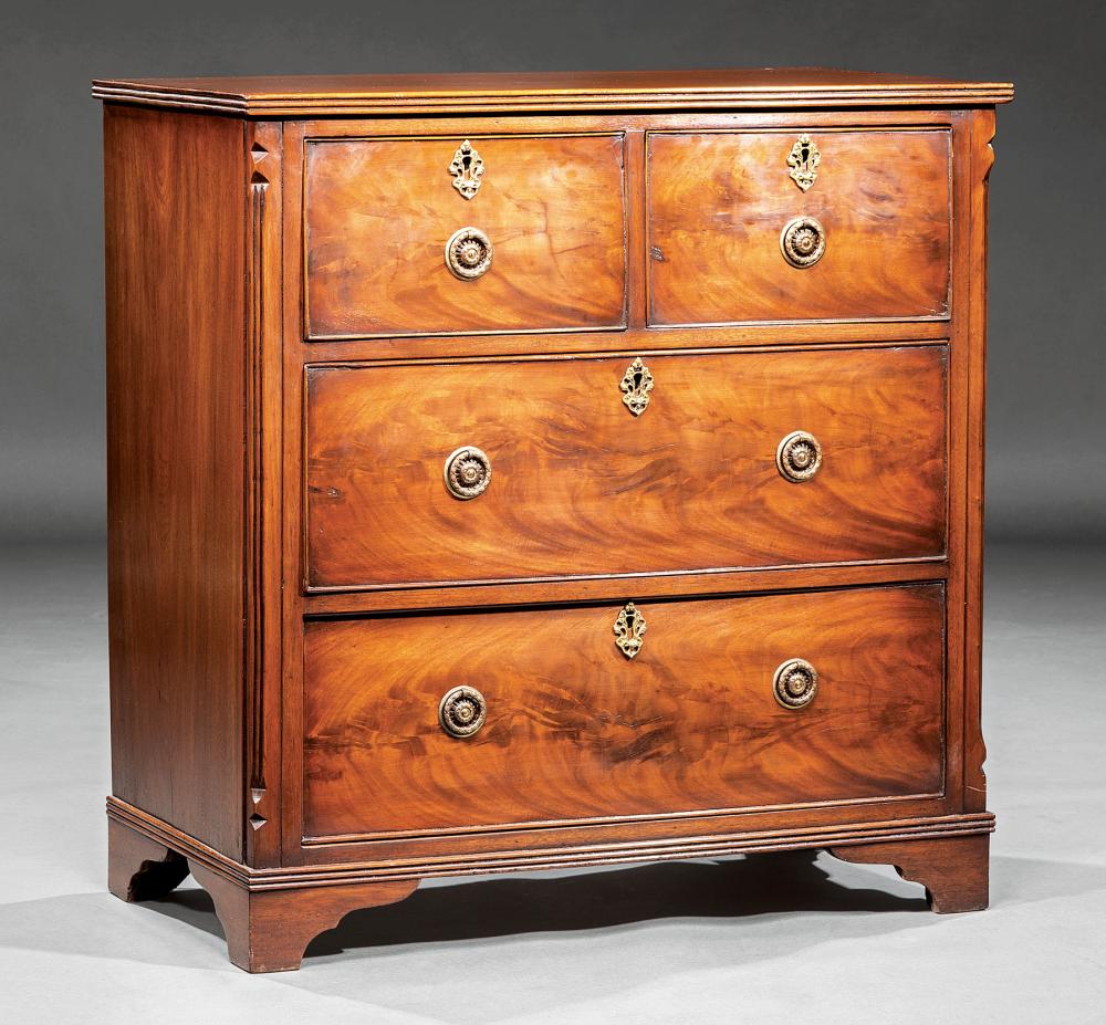 Appraisal: Antique George III-Style Walnut Chest of Drawers molded top above