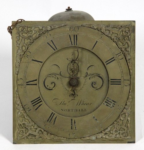 Appraisal: A square brass dial from a longcase clock with Roman