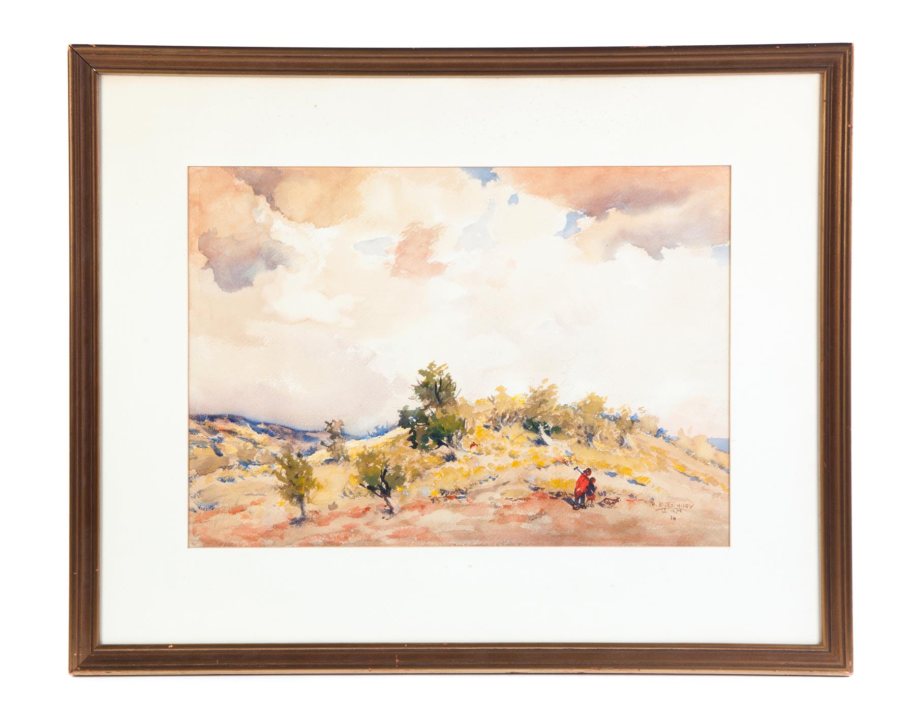 Appraisal: NEW MEXICO DESERT SCENE BY HERBERT TSCHUDY AMERICAN - Watercolor