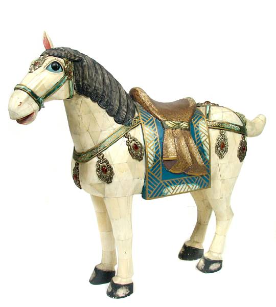 Appraisal: A Chinese bone veneer figure of a horse height in