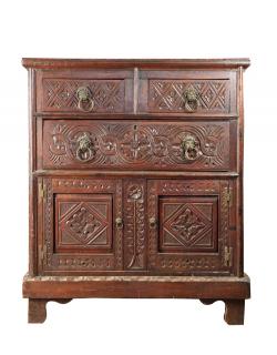 Appraisal: A Jacobean Style Oak Chest of Drawers thc The rectangular