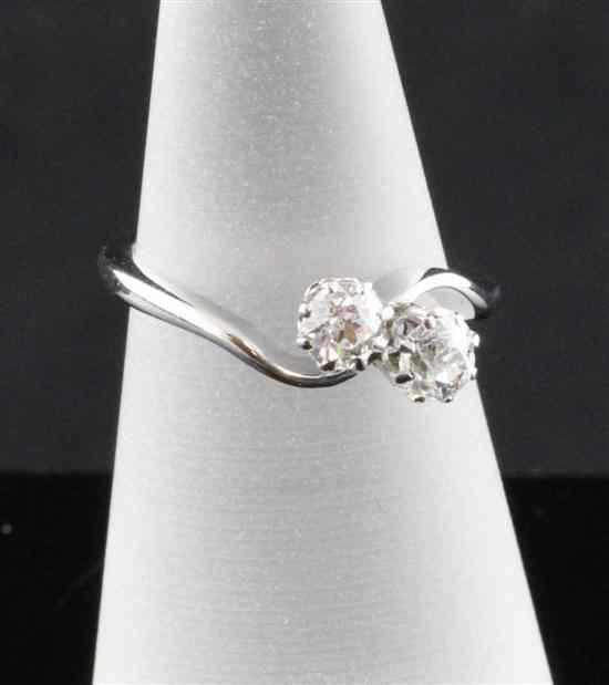 Appraisal: An ct white gold two stone diamond crossover ring Size