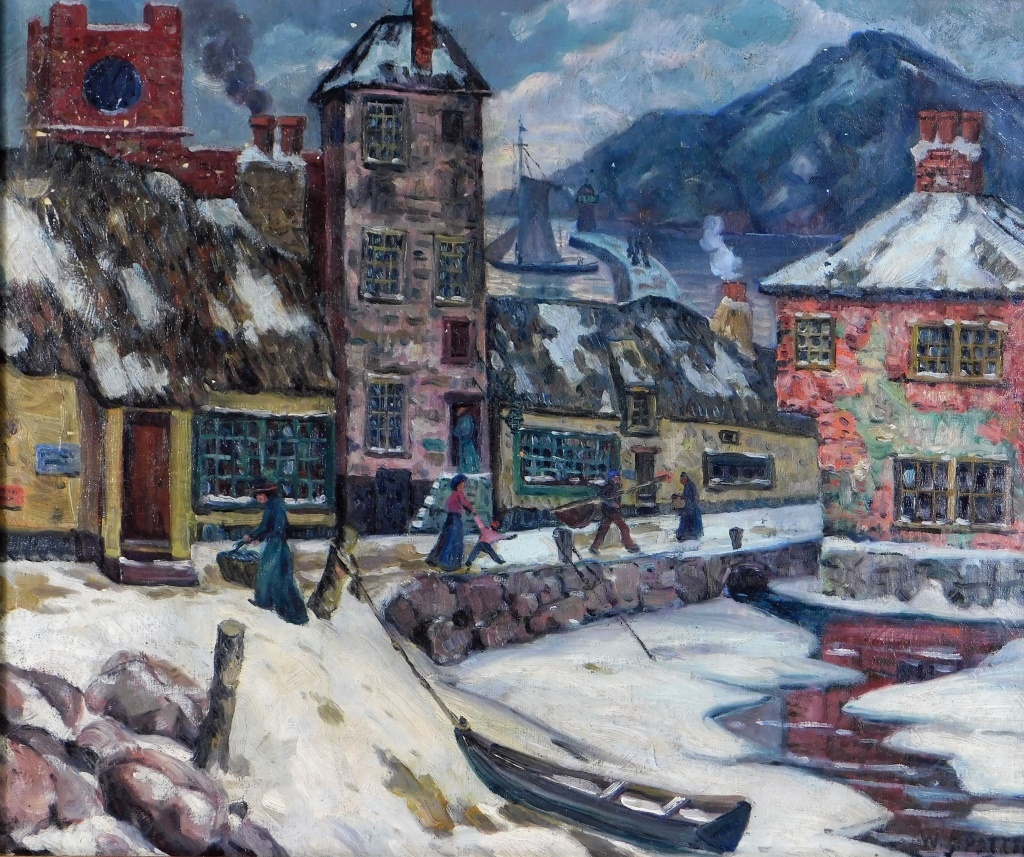 Appraisal: WILLIAM J POTTER IMPRESSIONIST VILLAGE PAINTING Connecticut Pennsylvania - Winter