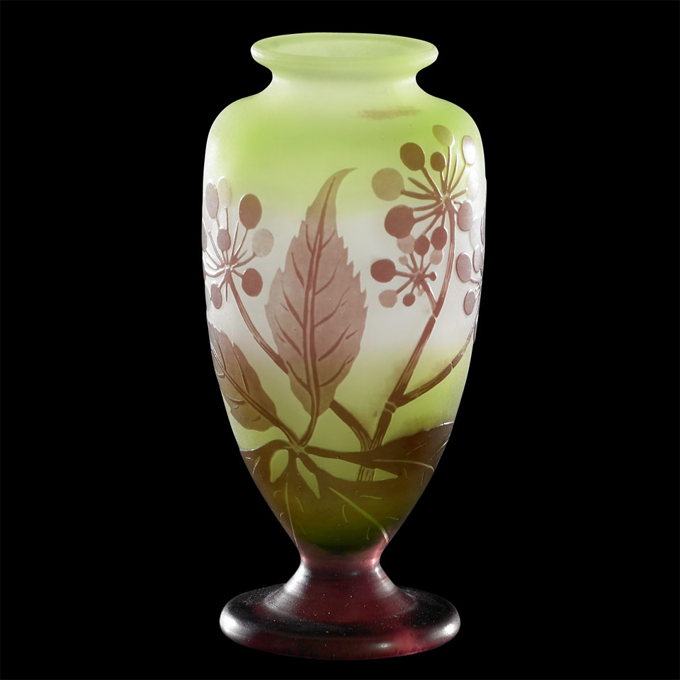 Appraisal: Gall Cameo Glass Vase c cameo signature Gall height cm