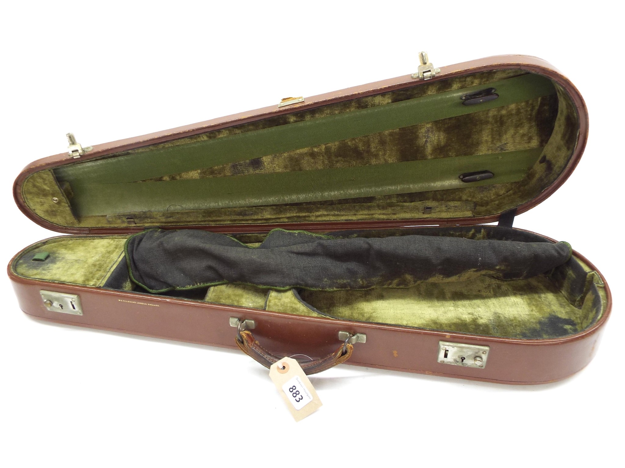 Appraisal: Good brown leather fitted violin case by W E Hill