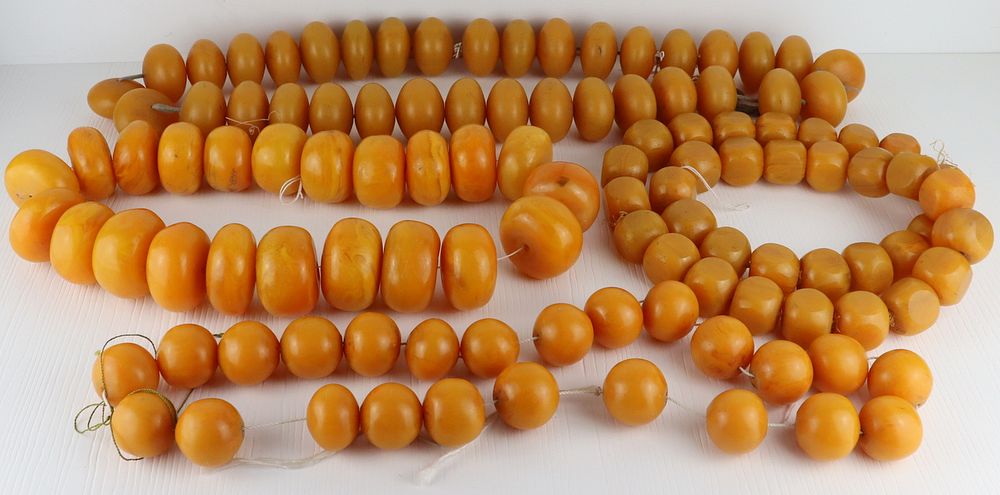 Appraisal: BEADS Monumental Strands of African Copal Beads monumental strands of