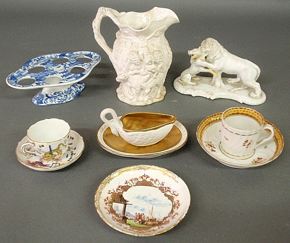 Appraisal: - Seven pieces of porcelain tableware to incl a Parian