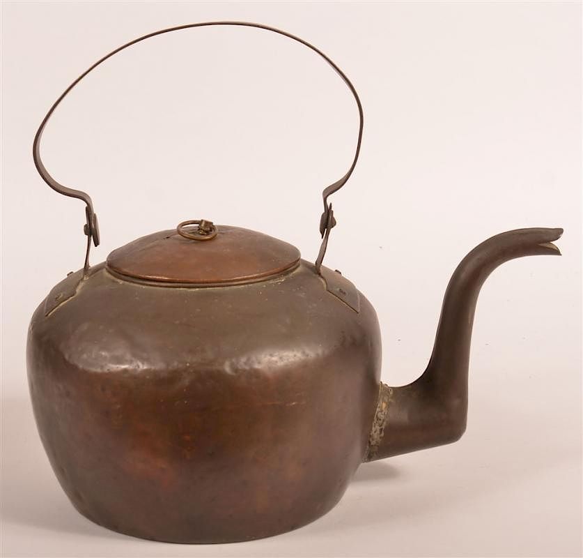 Appraisal: th C Signed Adam Wolfe Copper Tea Kettle th C