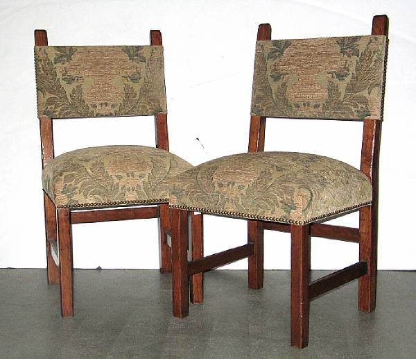 Appraisal: A Pair of Italian Baroque style walnut side chairs height