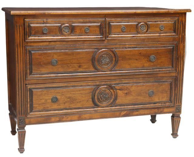 Appraisal: Italian Neoclassical style walnut commode th c rectangular case fitted