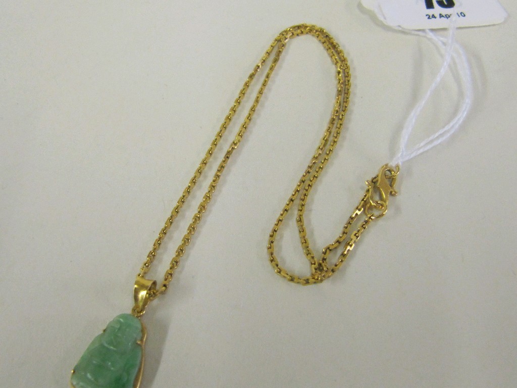 Appraisal: Chinese jade Buddha pendant on yellow metal neckchain