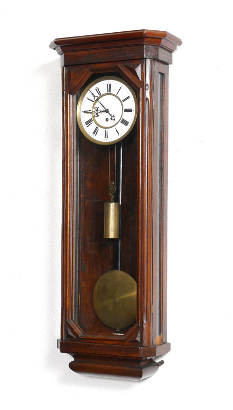 Appraisal: SINGLE WEIGHT VIENNA REGULATOR CLOCK Walnut case with glass door