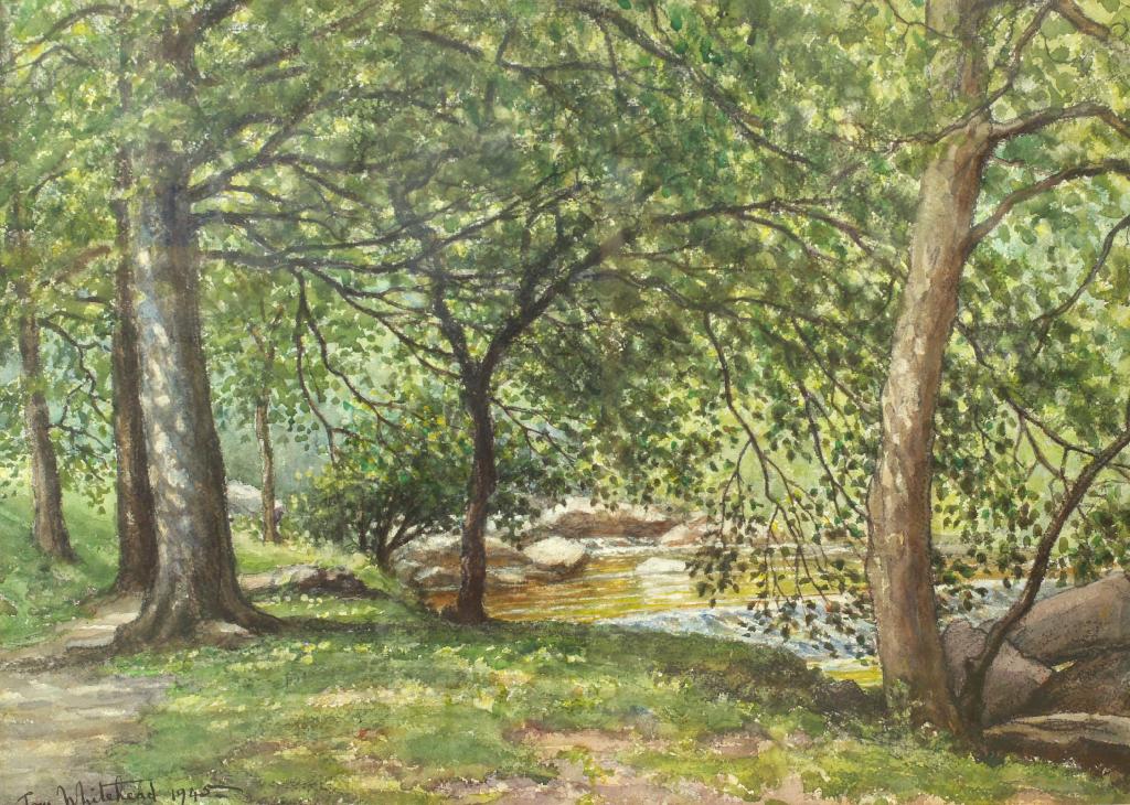 Appraisal: TOM WHITEHEAD - RIVERBANK signed and dated lower left watercolour