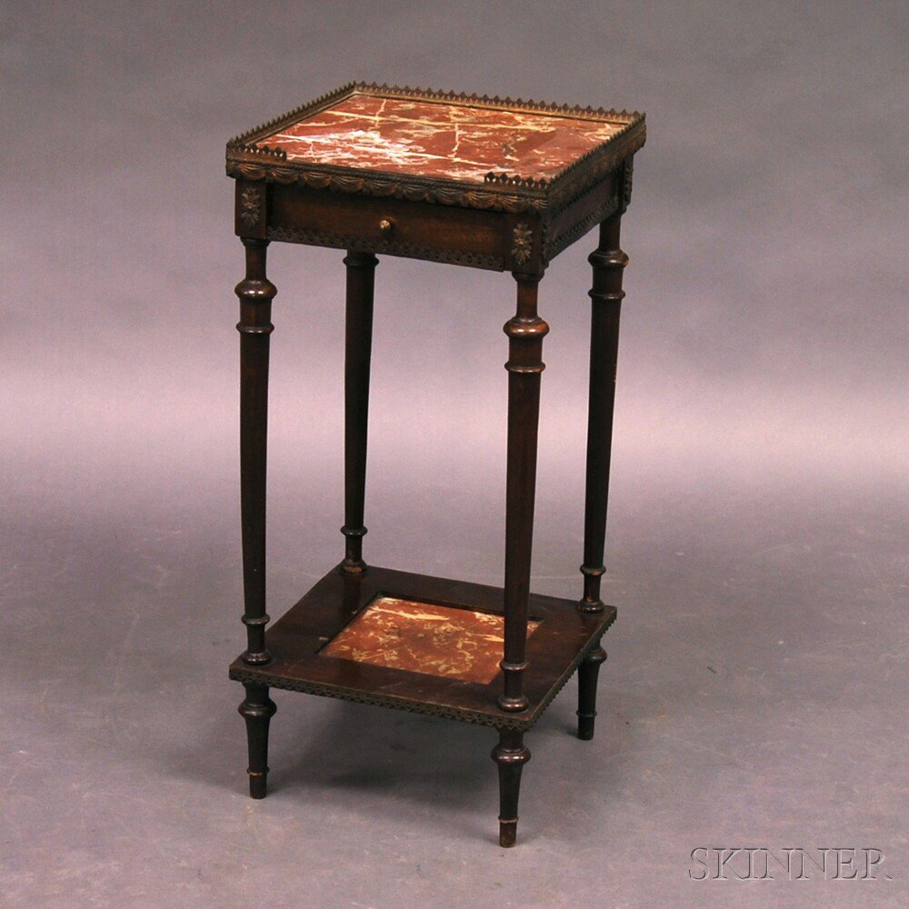 Appraisal: Brass-mounted Marble-top One-drawer Stand imperfections ht wd dp in Estimate