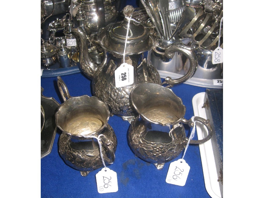 Appraisal: Three piece white metal tea service marked German silver