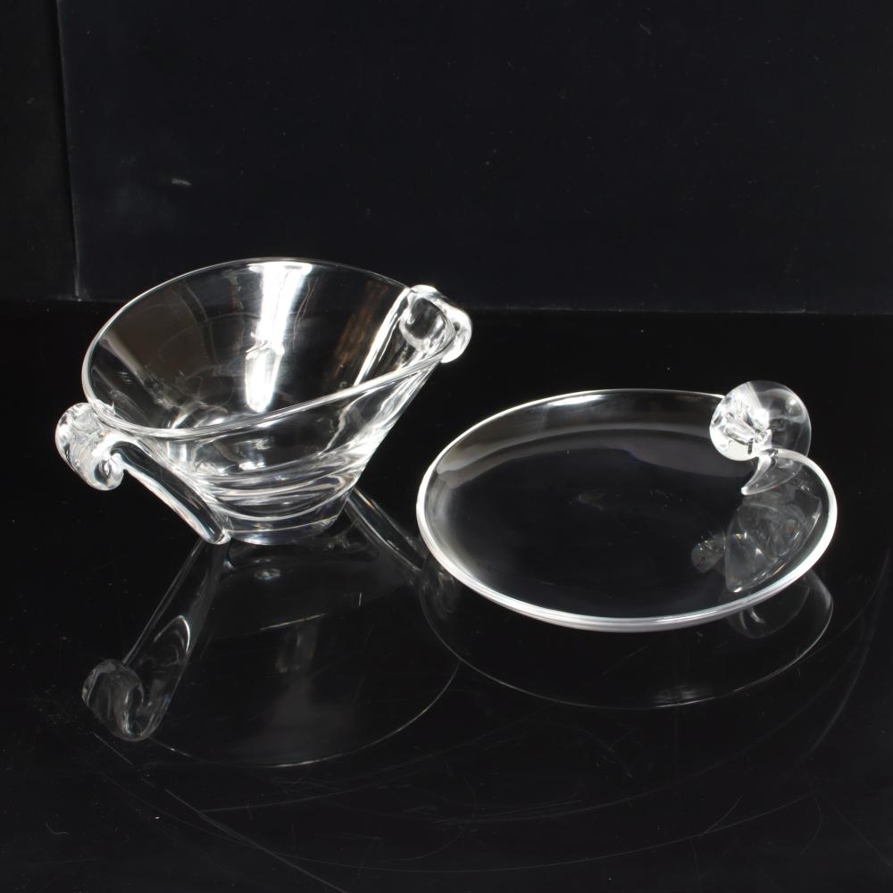 Appraisal: STEUBEN GLASS OVAL BOWL AND SCROLL PLATE PC GROUP H