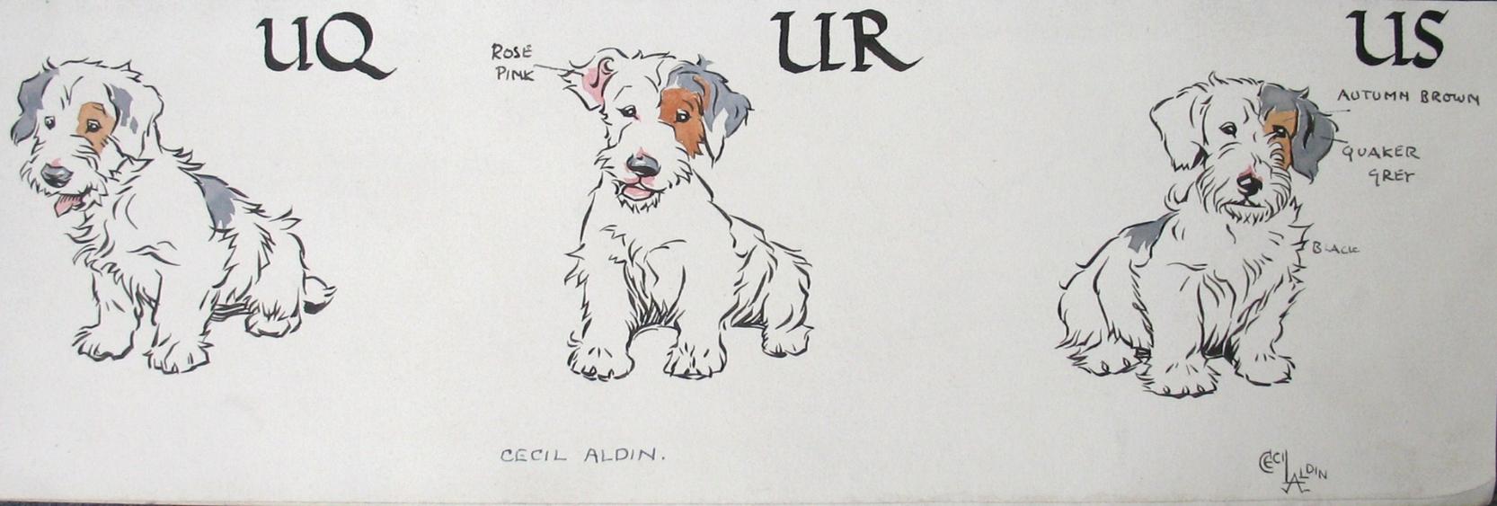 Appraisal: CECIL ALDIN A design on paper of three mischievous pups