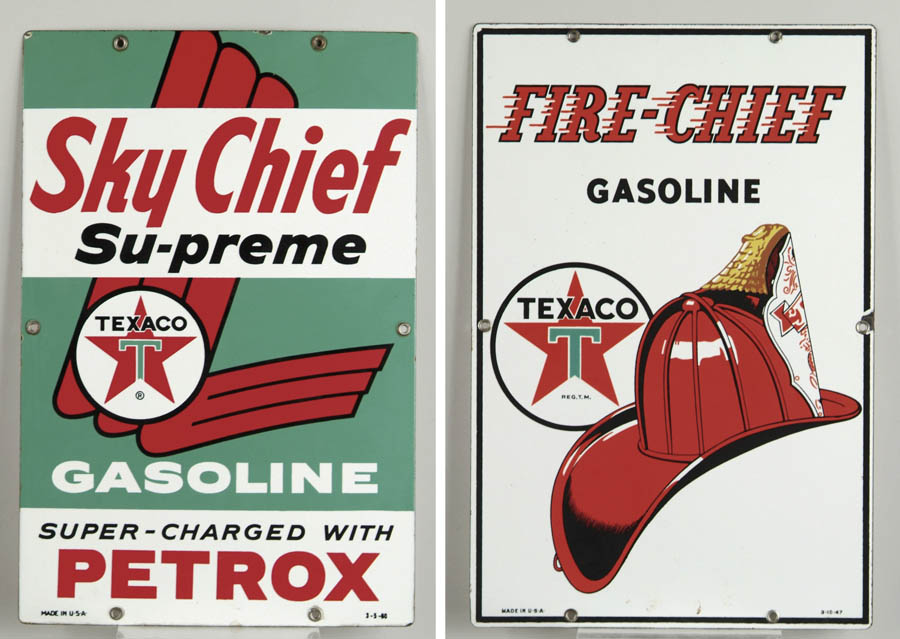 Appraisal: LOT OF TWO PORCELAIN TEXACO GASOLINE SIGNS Pump sign for