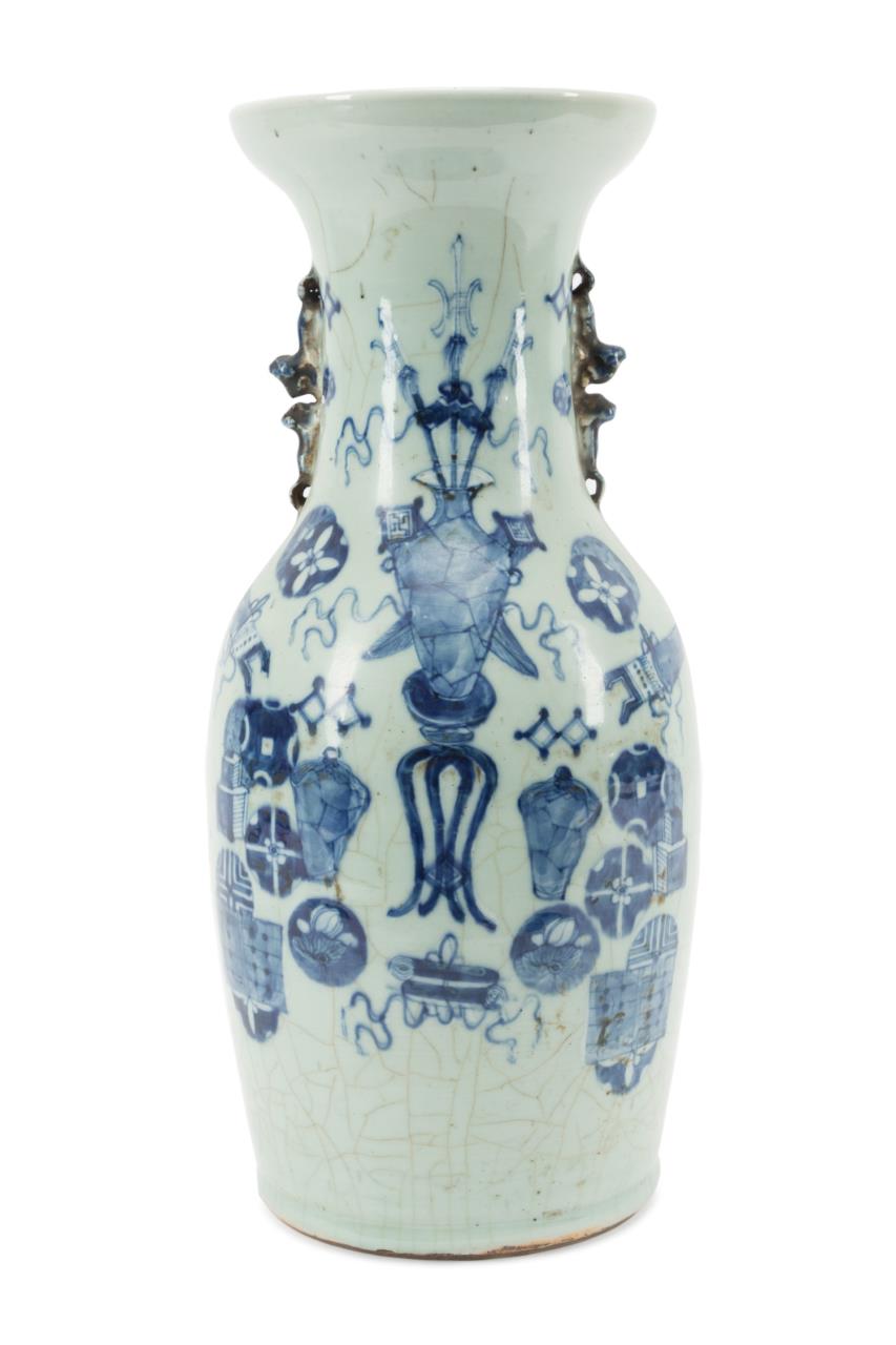 Appraisal: CHINESE BLUE WHITE ON CELADON VASE Chinese blue and white