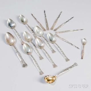 Appraisal: Sixteen Pieces of Tiffany Co Vine Pattern Sterling Silver Flatware