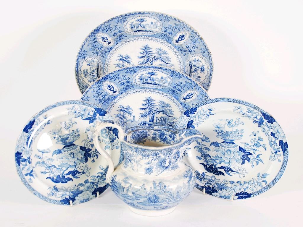 Appraisal: PAIR NINETEENTH CENTURY 'FLORENTINE CHINA' BLUE AND WHITE PRINTED PLATES