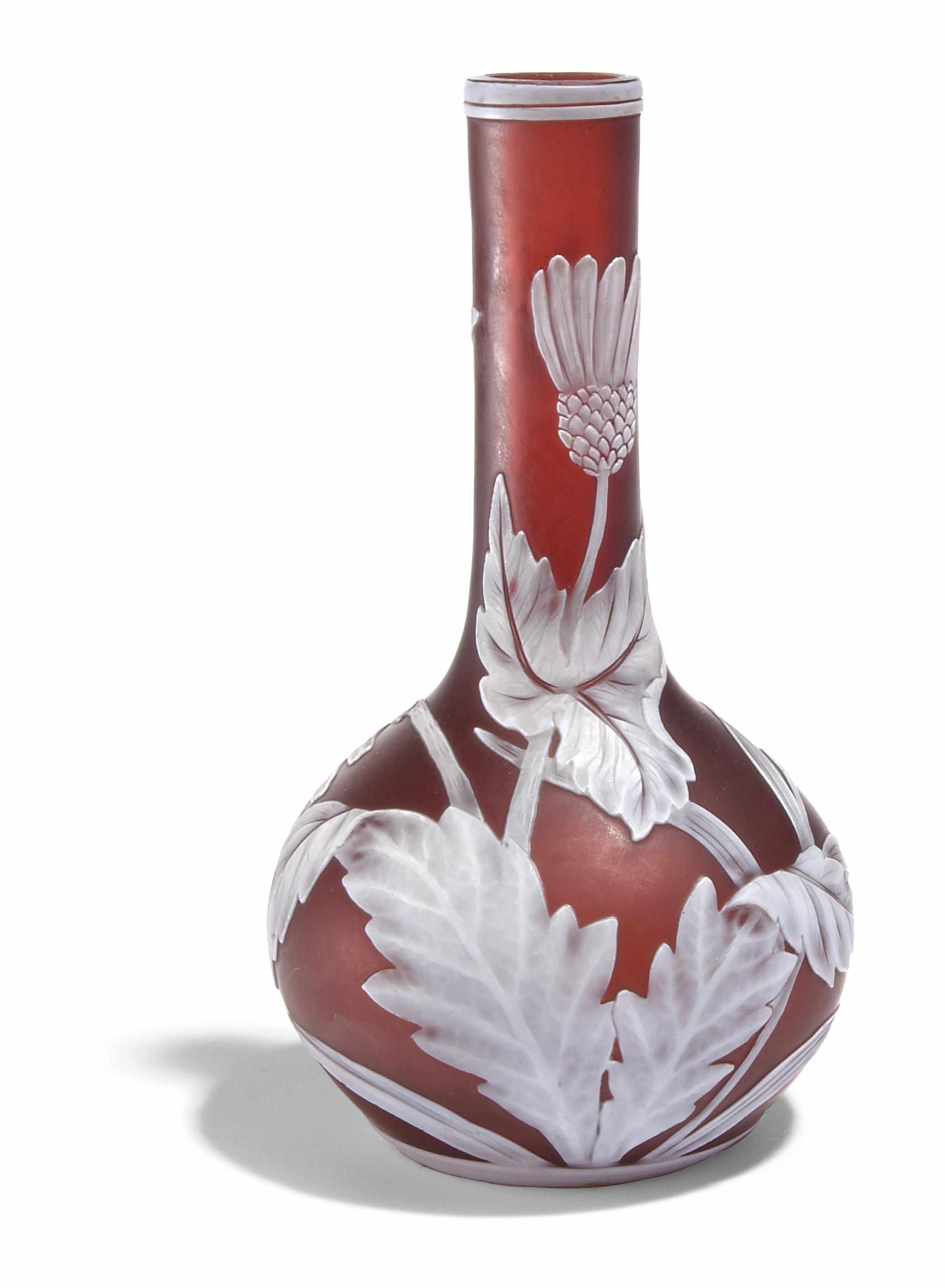 Appraisal: An English red and white cameo glass Marguerite and Butterfly