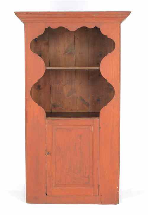 Appraisal: Painted pine one-piece cupboard early th c with an open