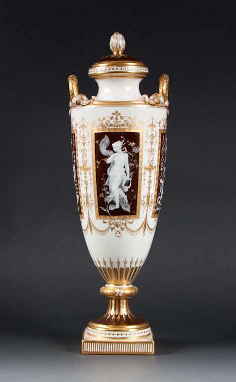 Appraisal: Minton pate-sur-pate porcelain covered urn artist Lawrence Birks fourth quarter-