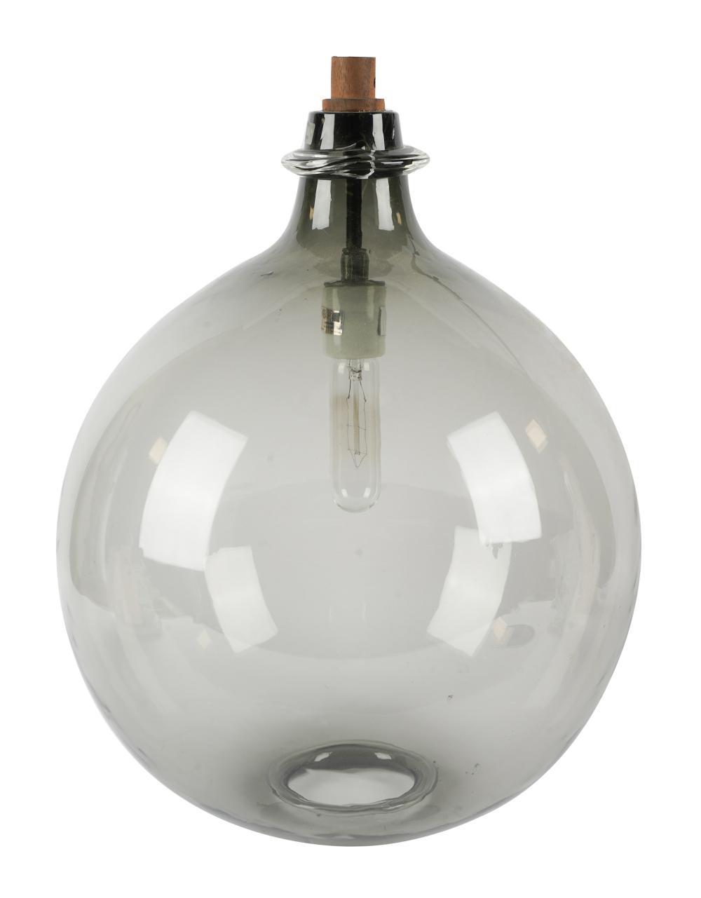 Appraisal: SMOKED GLASS PENDANT CEILING LIGHT FIXTURELuminaire label with opening to