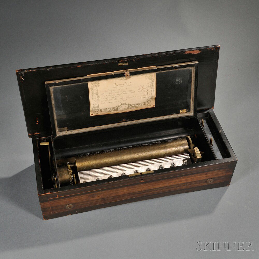 Appraisal: Six-air Cylinder Musical Box Switzerland with a -in cylinder single