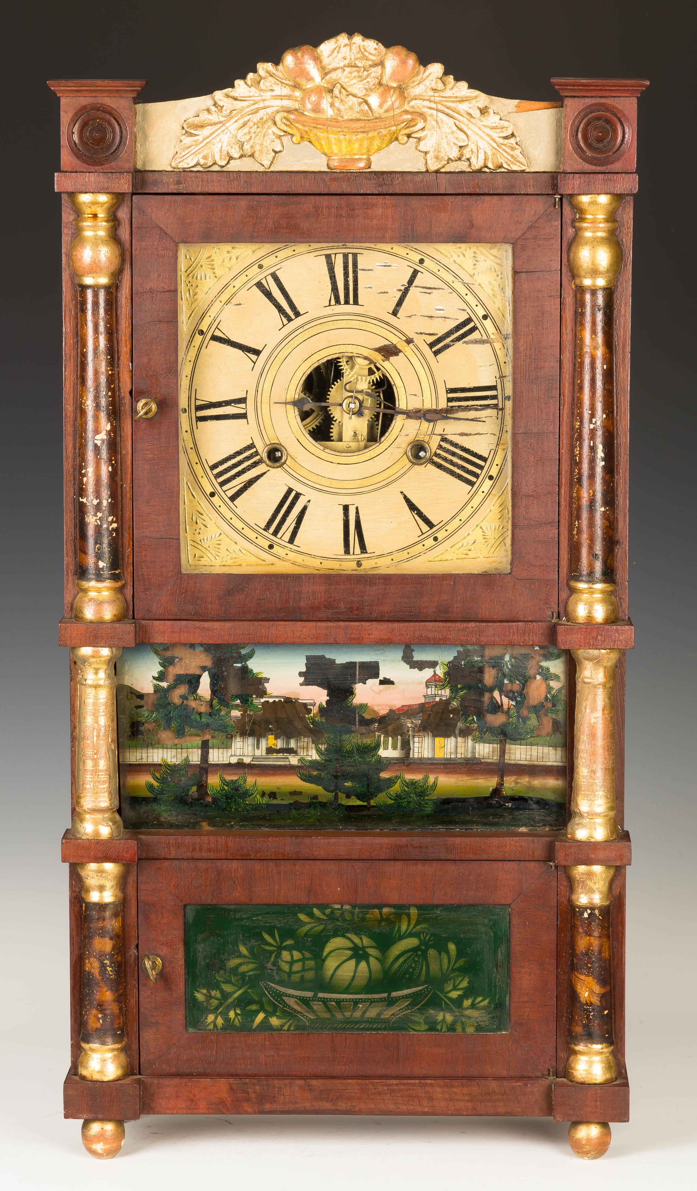 Appraisal: Miniature Birge Mallory Co Triple Decker Shelf Clock Mahogany case