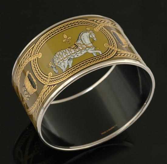 Appraisal: An enamel bracelet by Hermes Grande Apparet design in gold