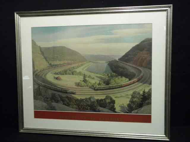 Appraisal: Pennsylvania Railroad framed print Depicts ''The Horseshoe Curve'' Printed lower