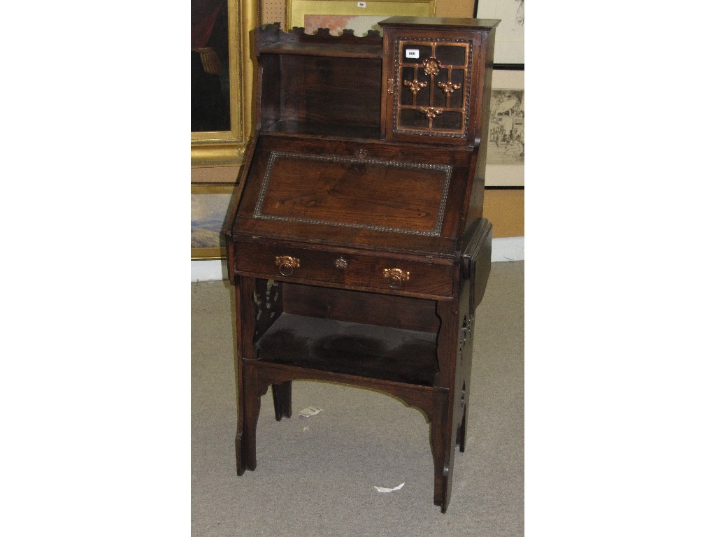 Appraisal: Arts and Crafts oak secretaire bookcase