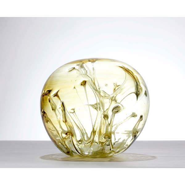 Appraisal: Peter Bramhall American b Translucent amber sphere with internal chambered