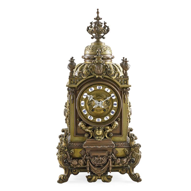 Appraisal: LOUIS IV STYLE BRONZE MANTEL CLOCK Condition Report