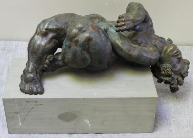 Appraisal: Modernist Bronze of a Reclining Nude Woman Initialed BAS for