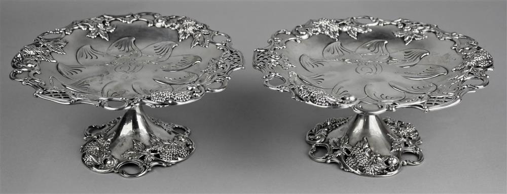 Appraisal: PAIR OF TIFFANY CO SILVER SHORT FOOTED COMPOTES date letter