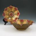 Appraisal: Lot of two enameled glass bowls in gold with red