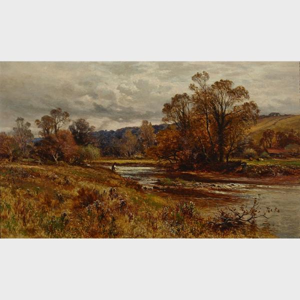 Appraisal: Alfred Augustus Glendening Sr - MAN FISHING IN A RIVER