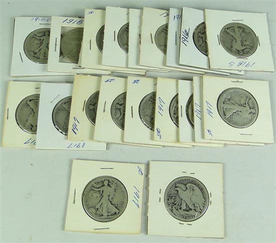 Appraisal: Group of Walking Liberty Half Dollars Grading AG-VG Also included