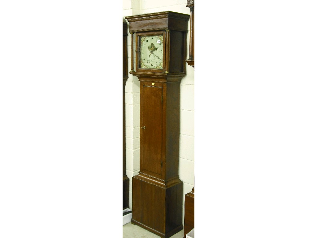 Appraisal: Oak thirty hour longcase clock the square dial signed James