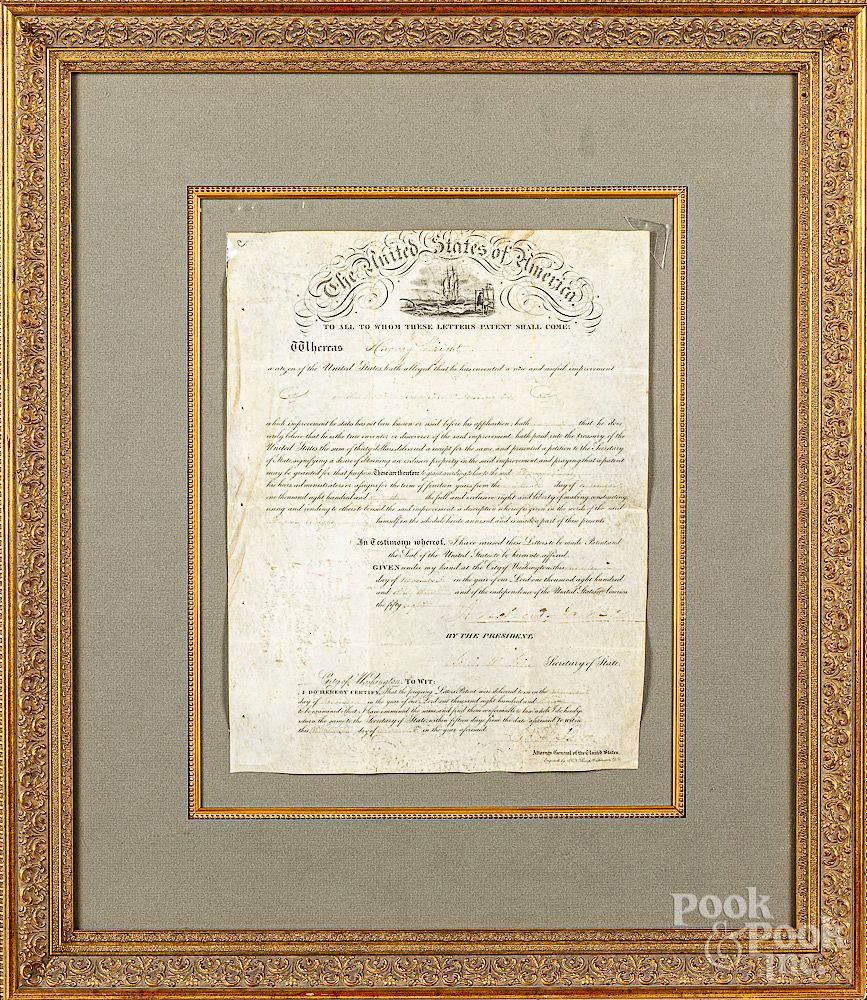 Appraisal: Andrew Jackson signed patent document on vellum Exclusive on Bidsquare