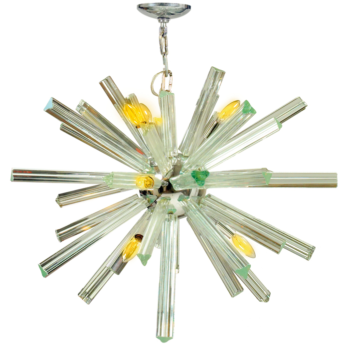 Appraisal: s Italian starburst hanging lamp maker unknown possibly Vistosi chromed