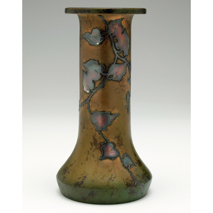 Appraisal: Heintz vase sterling on bronze applied vine and leaf design