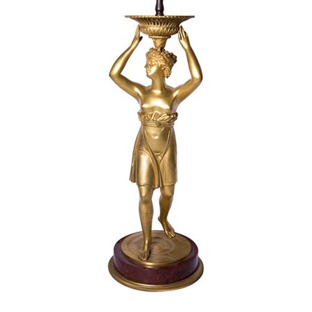 Appraisal: Gilt-Bronze Two-Light Lamp Estimate -