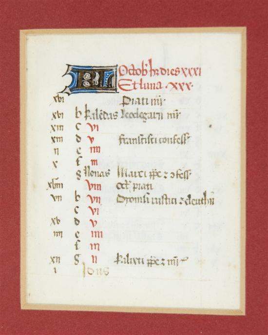 Appraisal: Illuminated Manuscript Leaves Manuscript Leaves Latin on vellum Sight condition