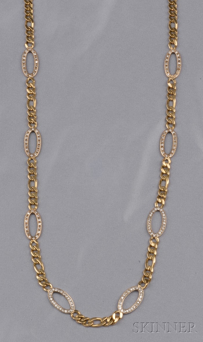 Appraisal: kt Gold and Diamond Chain designed as oval links set