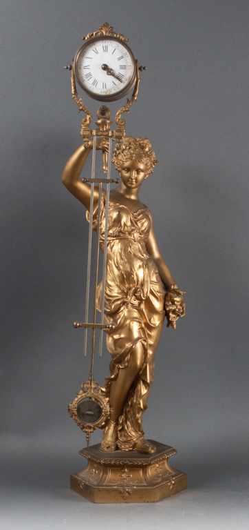 Appraisal: French Classical style gilt-metal figural pendulum clock second half- th